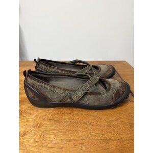 Privo by Clarks Walking Women's 7 Brown Olive Suede Shoes Mary Jane Loafers